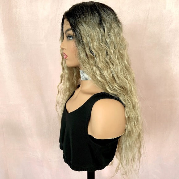 Ombre Caramel Brown Loose Wave Synthetic Lace Front Wig - Picture 2 of 3